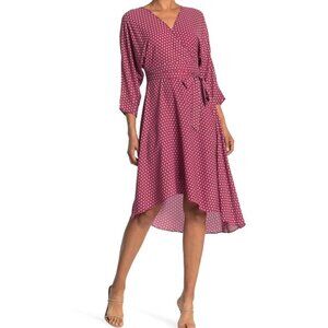 DVF Diane von Furstenberg Pixie Star Cherry red faux wrap midi dress new XS 0 2